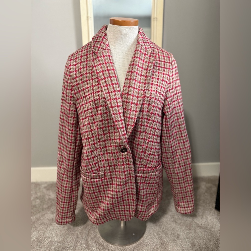 Lands End Fleece Plaid Blazer NWT Fisherman-core